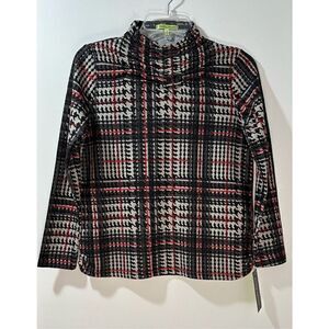 Trisha Tyler women mock neck long sleeve black red sweater S petite #35-0899 NWT